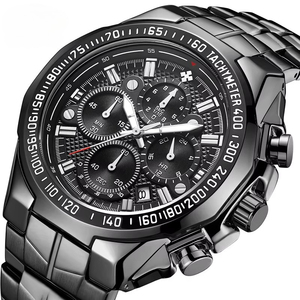 Nouvelle montre chronographe à quartz de luxe pour homme, en acier inoxydable, style sport, étanche, avec calendrier et lunette tachymetre - Product Image 4