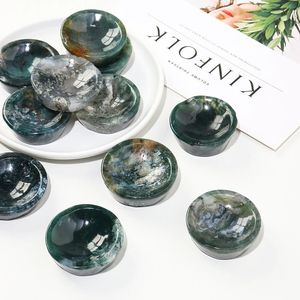 Vente en gros de petites coupelles sculptées en agate herbe aquatique, style bohème naturel, pierre de guérison en cristal pour la décoration intérieure et les cadeaux - Product Image 1