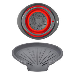 Ensemble de passoires pliables Smiley Face, 3 pièces, en silicone, avec base, pour égoutter les légumes et les pâtes dans l'évier de cuisine - Product Image 3