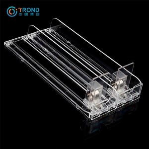 <strong>Acrylic</strong> Plastic Supermarket Retail Display Rack with Spring <strong>Pusher</strong> Beer Can <strong>Shelf</strong> <strong>Pusher</strong> for Warehousing &amp; Supermarket Supplies - Product Image 1