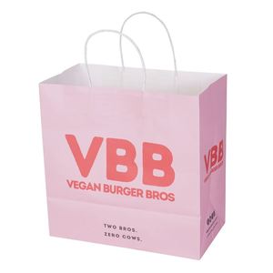 Sac d'emballage personnalisé en papier kraft blanc avec poignée torsadée pour les achats, les cadeaux, les aliments à emporter, avec impression de votre propre logo - Product Image 1