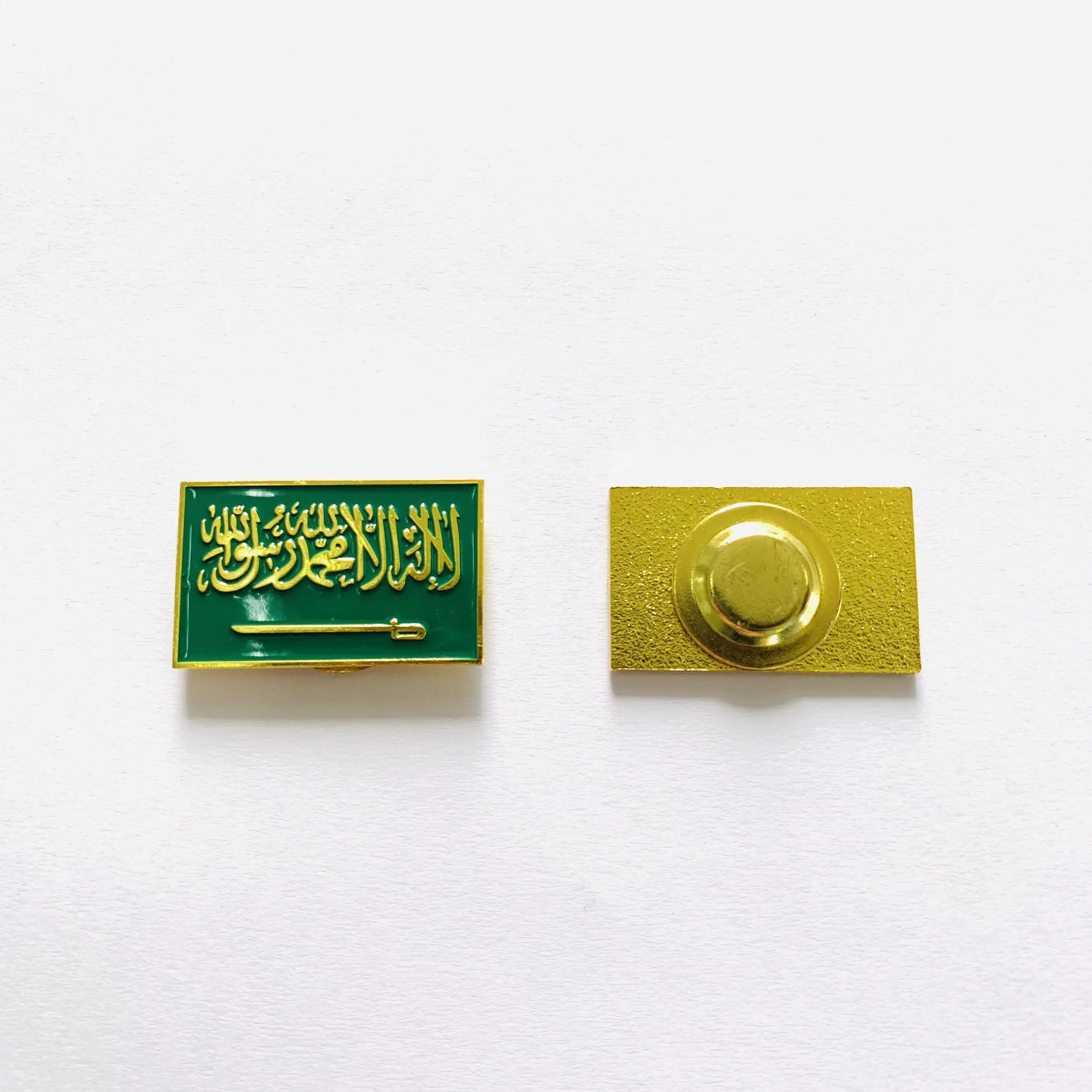 Bendera Nasional Saudi Arabia, Pin Kerah Enamel Bentuk Persegi Panjang, Suvenir Hari Nasional Kerah Pin Lencana