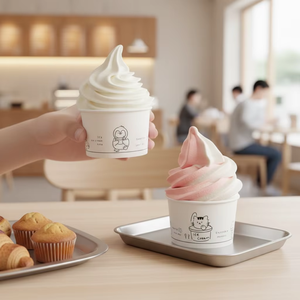 บรรจุภัณฑ์ไอศกรีมแบบกำหนดเองขนาด 3 ออนซ์ พร้อมช้อน วัสดุย่อยส<span class=keywords><strong>ลาย</strong></span>ได้ ปลอดภัยสำหรับเด็ก งานปาร์ตี้ และงานจัดเลี้ยง - Product Image 1
