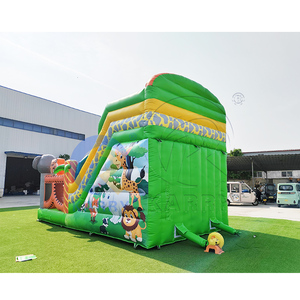 Château gonflable personnalisé pour parc zoologique, toboggan gonflable extérieur commercial à double ligne en PVC robuste pour enfants - Product Image 5