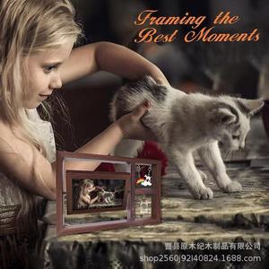 Wooden Rotating Pet Photo <b>Frame</b> Double Side Rectangular Handmade Tabletop For Cats Dogs Growth Commemorative Display - Product Image 4