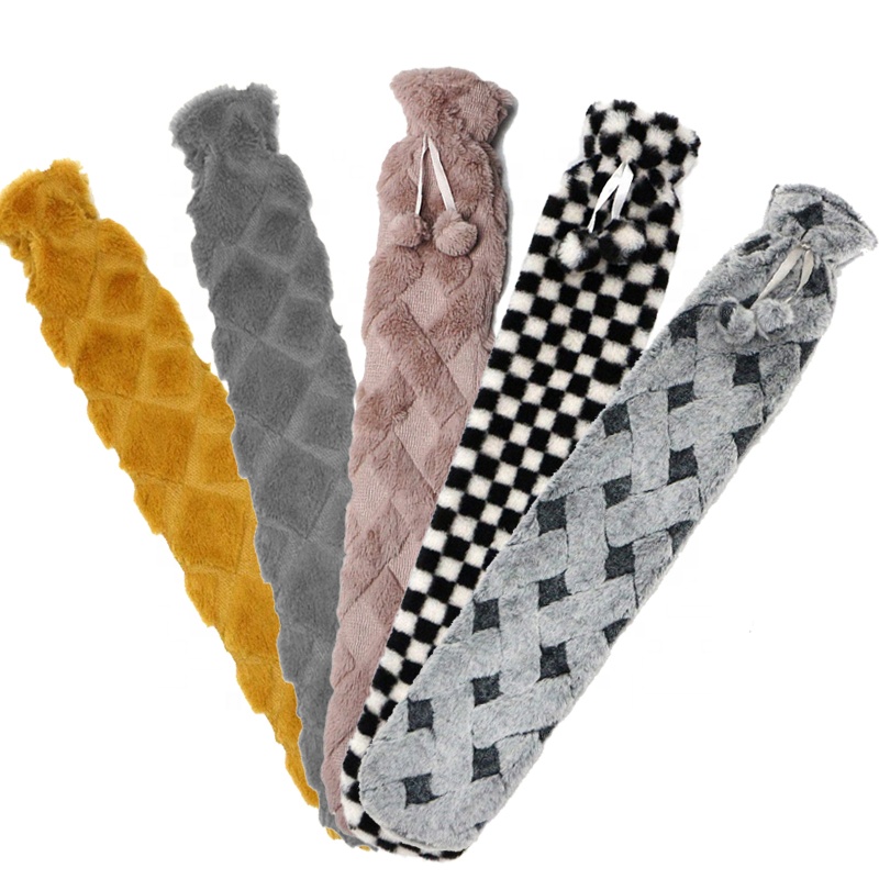 2l medical natural rubber hot water bag with faux fur hot water bottle covers