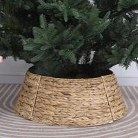 Wasserhyazinthen-Weihnachtsbaumkragen, handgewebter, faltbarer Baumring, Pflanzgefäßabdeckung, Farmhaus-Weihnachtsdekoration