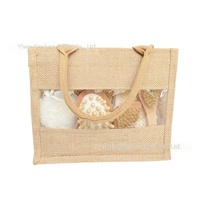 7 Set Perlengkapan Mandi Spa, Termasuk Spons Mandi, Sikat Badan, Batu Apung, Aksesoris Pijat Mandi, dengan Tas Penyimpanan Jute