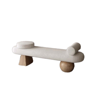 Banco de cama de lana con marco de madera maciza de estilo moderno, muebles de dormitorio, Banco otomano para sala de estar, taburetes de Hotel, otomanos - Product Image 1