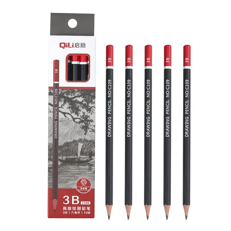 Desenho papelaria conjunto de lápis de desenho de madeira 3H 2H HB 2B 3B 4B 5B 6B 8B 10B caixa de lápis de cor