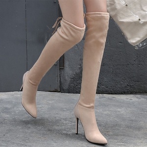 Wholesale China Factory Handmade Women's Lace-Up Autumn/Winter Thigh High Over-the-Knee <b>Boots</b> High Heel Stretch Anti-Slippery - Product Image 4