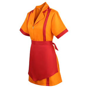 Disfraz de Cosplay de 2 Broke Girls para Mujer, Vestido Rojo Anaranjado con Delantal, Uniforme, Tallas XS, S, M, L, XL, XXL, XXXL, Primavera 2023, Juego de Roles de Anime - Product Image 2