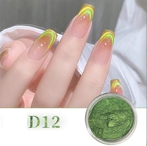 ผงทำเล็บ 60 ชิ้น ขายส่ง ผงโครมสำหรับตกแต่งเล็บ 10 สี ผงสองสี 9D เอฟเฟกต์ตาแมว เอฟเฟกต์กระจก - Product Image 6