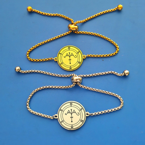 Bracelet en acier inoxydable avec <span class=keywords><strong>le</strong></span> Sigil de Focalor, <span class=keywords><strong>Grand</strong></span>-<span class=keywords><strong>Duc</strong></span>, la Clé Moindre de Salomon, <span class=keywords><strong>le</strong></span> 41e Sigil des 72 Démones et l'Ars Goetia - Product Image 1