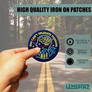Custom You Cant Delegate Thinking 3 Inch Embroidery Patch Iron On Sew On Travel <b>Applique</b> Patch Bags - Product Image 5