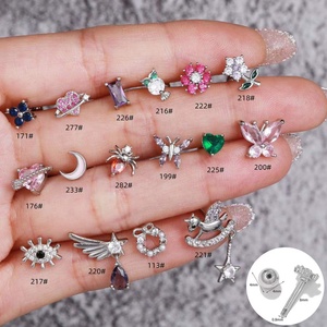 Gaby New Heart Cartílago Pendiente Lindo Pink Brass <span class=keywords><strong>Helix</strong></span> Piercing Ear Studs Wedding Party Jewelry para regalos - Product Image 6