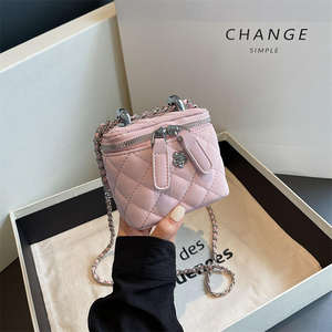 Sac à main carré pour femme, sac bandoulière tendance, texture PU, sac bandoulière à carreaux en diamant - Product Image 2