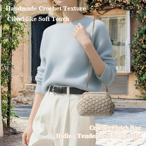 Nuevo Bolso de Mano Tejido para Mujer con Logotipo Personalizado, Bolso de Playa de Verano, Bolso Tipo Dumpling Pequeño, Bolso Bandolera Tejido <span class=keywords><strong>a</strong></span> Crochet - Product Image 2