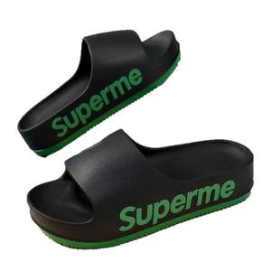 Superme – pantoufles à semelle épaisse pour femmes, sandales plates antidérapantes en EVA, pour la maison et l'extérieur, blanc, vert, beige, noir, rose, violet, 35-40 - Product Image 3