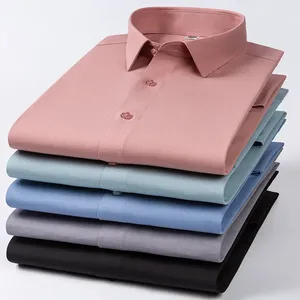 Luxury <strong>Men's</strong> <strong>Silk</strong> Long-Sleeve Slim Fit <strong>Shirts</strong> High Quality Anti-Wrinkle and Breathable Business Office Clothing for Spring - Product Image 4