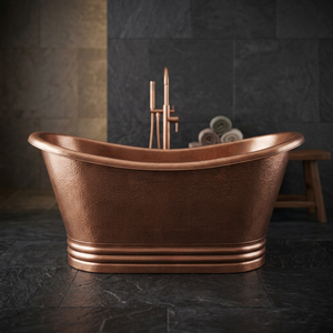 Baignoire autoportante ovale en cuivre pour bain à l'huile, idéale pour salle de bain, spa et complexe hôtelier - Indian Home Crafts - Product Image 1