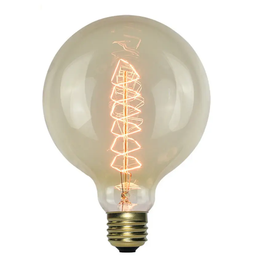 G125 Spiral 25/40/60/80W antika Filament dize lambaları Tungsten ışık Edison ampul lamba açık kehribar cam dekorasyon lamba