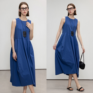 Demana Urban Irregularly Parted Dress Women Round Neck Sleeveless Long Dress Summer Elegant Style Casual Wear - Product Image 1