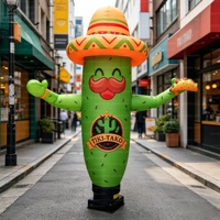 Cactus gonflable géant personnalisé avec logo lumineux LED, figurine publicitaire mexicaine pour affichage en restaurant