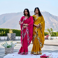 Sari en soie brodé pour femmes, robe ethnique indienne traditionnelle, pour mariage, fête, occasion festive