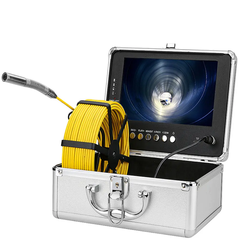 Toptan 10m-30m 9 "monitör 13mm AHD 720P ile kanalizasyon boru muayene kamera DVR drenaj için endüstriyel endoskop sistemi