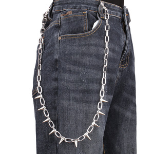 Chunky Metal Waist <b>Chain</b> With Spike Studs Zinc Alloy For Nightclub Fashion Accessory - Product Image 3