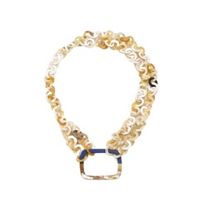 Collar elegante de tres capas de cuerno de búfalo natural Cadena de eslabones vintage con collar de cuerno de buena calidad - Product Image 5