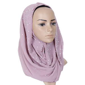 Best verkochte Arabische moslim hijab sjaals van chiffon met parelontwerp - Product Image 6