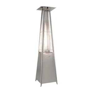 Glass Tube Pyramid Patio Gas Heater in Powder Coated Steel