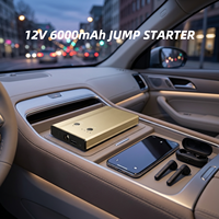 Démarreur de moto et voiture multifonctionnel 12V Golden LED 6000mAh 22.2Wh 300A, compact, portable, avec fonction de chargeur et booster de batterie