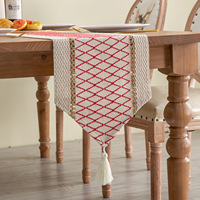 Chemins de table jacquard personnalisés en coton et lin, techniques tissées de style ferme rustique vintage pour table à manger