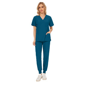 Élégant Medic Scrubs Uniformes Ensembles Infirmière Hôpital Uniforme Stretch Gommage Tops À Manches Courtes Femmes Jogger Stacked Scrubs Ensembles - Product Image 1