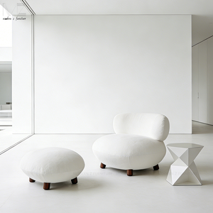 Sillón Moderno de Acento con Otomana Estilo Bouclé de Mediados de Siglo <span class=keywords><strong>para</strong></span> Sala de Estar y Ocio en el Hogar al por Mayor - Product Image 1