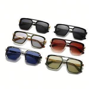 Gafas de Sol Cuadradas con Logotipo Personalizado, Estilo Vintage, Montura Grande, Punk, UV400, Doble Puente, Remaches, para Hombre y Mujer - Product Image 2