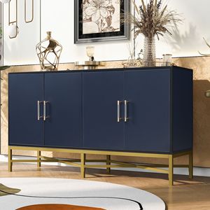 DB U_STYLE Four-Door <b>Sideboard</b> for Living Rooms and Entrances Distinctive <b>Metal</b> and Cross-Leg Design - Product Image 2