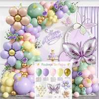 Kits d'arche de guirlande de ballons rétro vert et rose avec papillons pour la décoration de salle de mariage, ballons de fête, fournitures pour baby shower et anniversaire