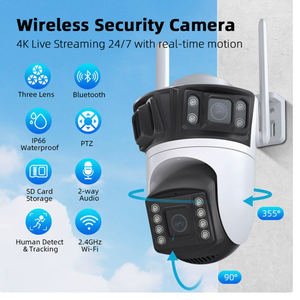 Caméra <span class=keywords><strong>panoramique</strong></span> grand angle ultra-haute définition ICSEE à trois objectifs, version Wi-Fi, étanche pour l'extérieur - Product Image 5