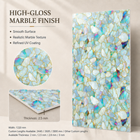 Panneau mural UV MORLENX à motif galets opale avec ligne dorée, revêtement mural décoratif pour projet d'intérieur de spa