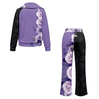 Ensemble décontracté doux et confortable pour femme : sweat-shirt tricoté à col et demi-zip, doublé, et pantalon large – Vente en gros usine pour l'automne