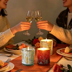 Velas Aromáticas en Frascos de Vidrio Navideños con Patrón de Copos de Nieve Dorados, Cera de Soja para Cena Navideña, Chimenea, Decoración de Regalo de Navidad - Product Image 3