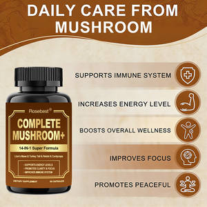 Complément en capsules de mélange d'extraits de champignons <span class=keywords><strong>Lion</strong></span>'s Mane, Reishi, Cordyceps, Turkey Tail et Chaga, végétalien, 14-en-1, marque privée - Product Image 3