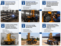 Machine de forage de puits montée sur remorque, moteur diesel, pour forage de puits d'eau agricole jusqu'à 200m-300m
