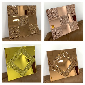 Glass Mosaic Mirror Wall Sticker <strong>Wallpaper</strong> Double-sided Durable Glossy Surface Modern Simple Design Living Room Decoration - Product Image 3