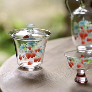 Oogishido Strawberry Glass <b>Tea</b> <b>Set</b> High Borosilicate Heat Resistant Gaiwan Teacup Fair Cup Spring 2024 Collection - Product Image 3