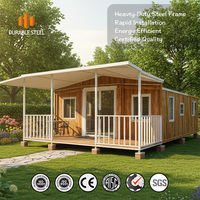 Maison conteneur modulaire préfabriquée spacieuse à double aile extensible de 20 pieds et 40 pieds, 3 pièces, avec cuisine et toilettes